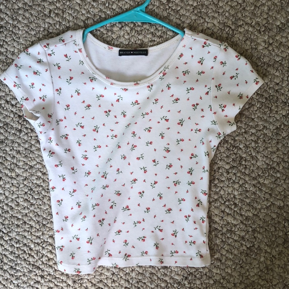 brandy melville red flower shirt
